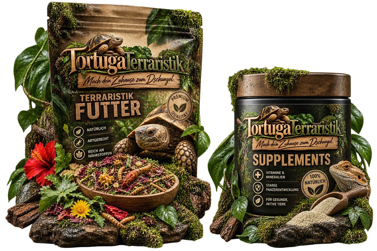 Futterbeutel und Supplementdose der Hausmarke