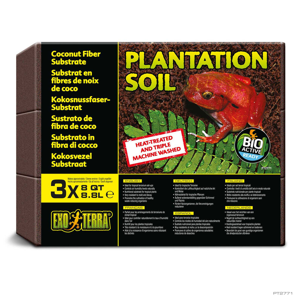 Plantation Soil Brick 3-pack – 24QT – 26,4L
Tropisches Terrariensubstrat Kokoshumus