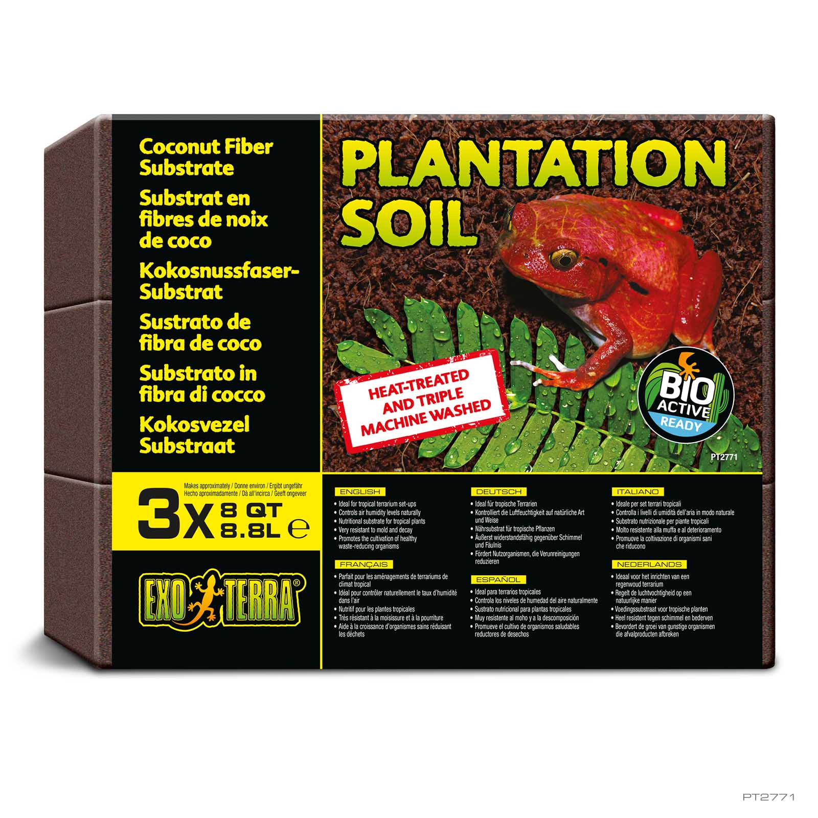 Plantation Soil Brick 3-pack – 24QT – 26,4L
Tropisches Terrariensubstrat Kokoshumus