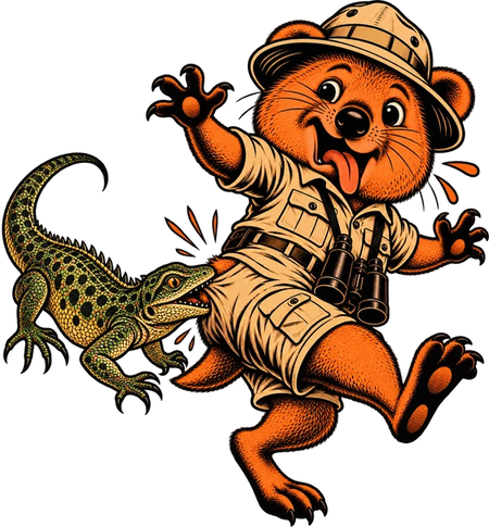 Der Quokka-Guide mit einem Waran